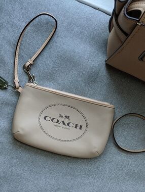 COACH New York Beige Wristlet Pouch